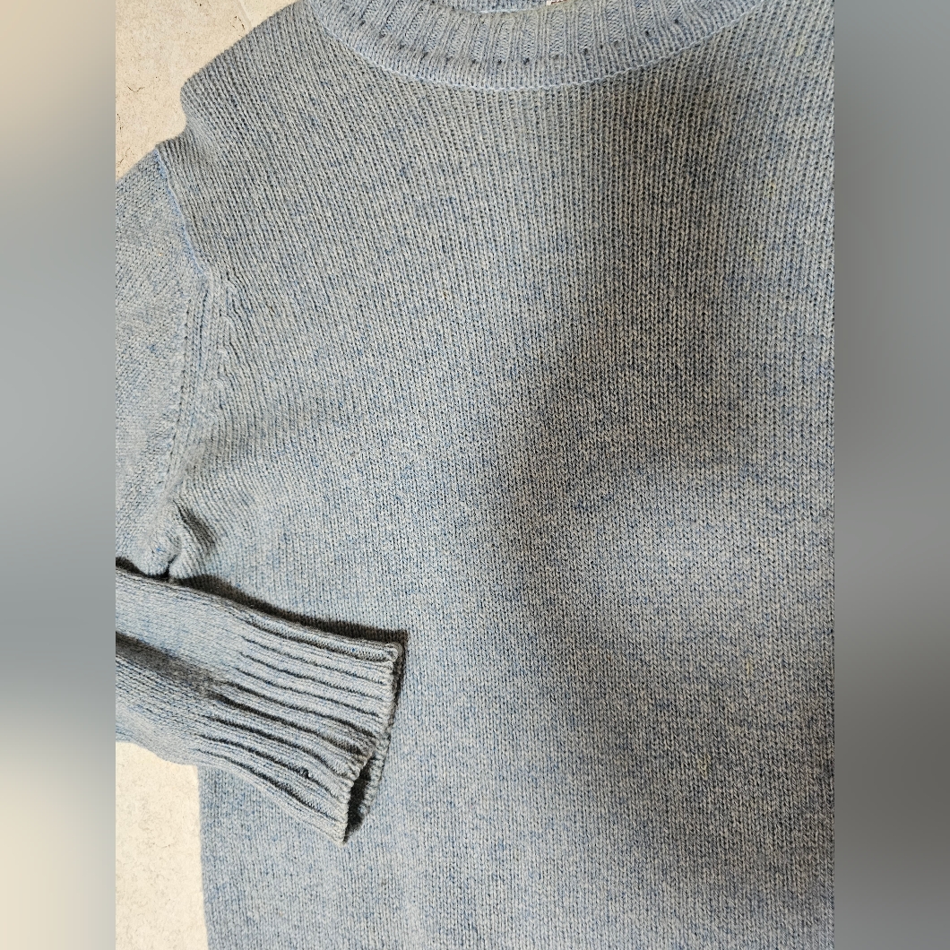 Vtg Debenhams Shetland Wool Sweater Britain Blue Superwash 42" Xl Stored 30+ Yrs — image 3 of 6
